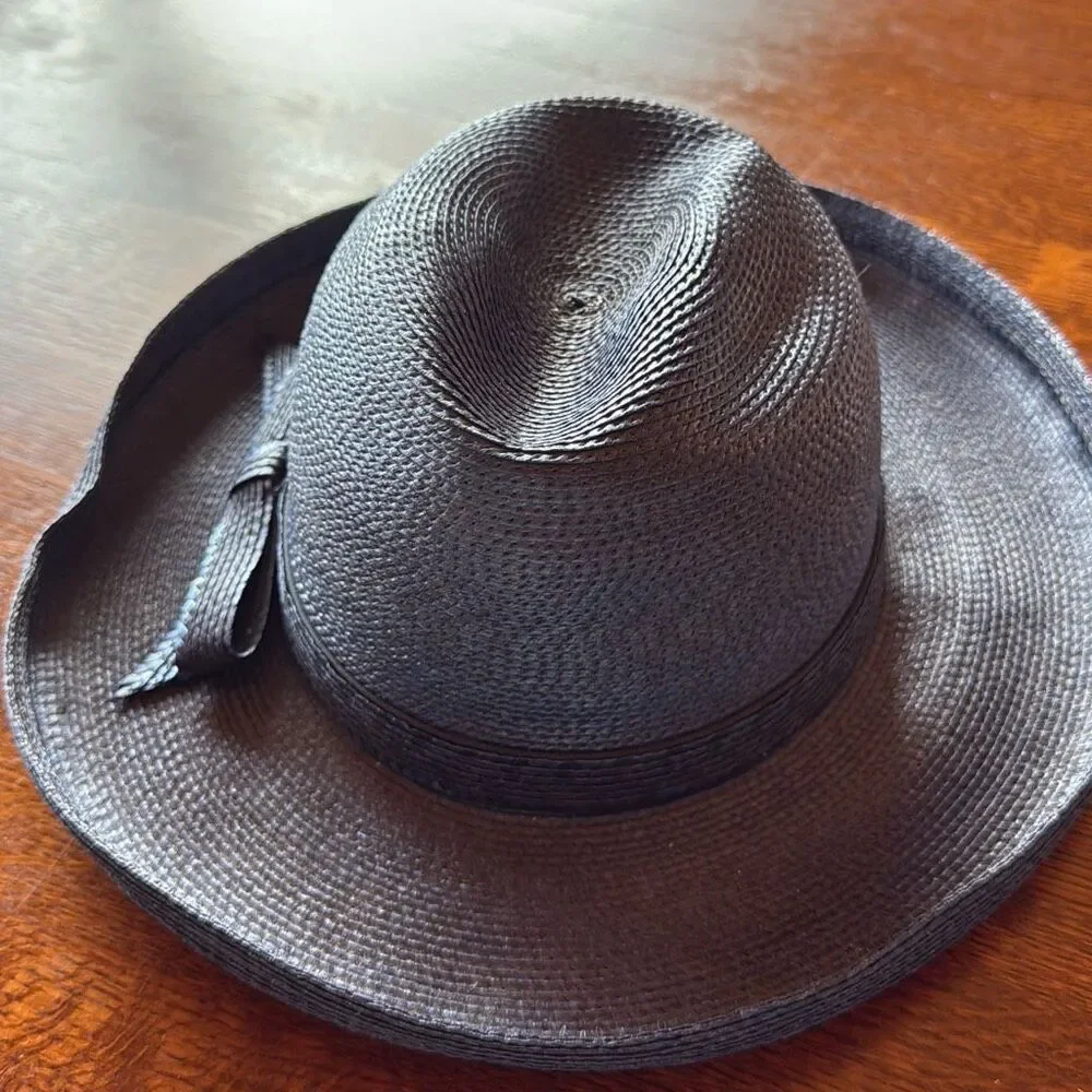 Vintage Don Anderson Blue Straw Fedora Sun Hat Women’s Size Small - Picture 5 of 13